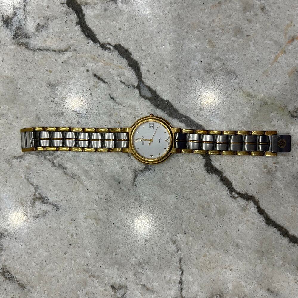 Movado Museum Two-Tone Quartz Watch Date Stainless Steel Swiss Made